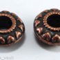 Vintage Copper Metal Rondelle Spacer Beads Findings Pair Jewelry Making