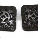 Vintage Carved Bone Drilled Through Finding Pair