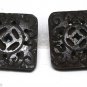 Vintage Carved Bone Drilled Through Finding Pair