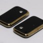 VTG Black Glass Rhinestone Beveled Gold Strand Pendant