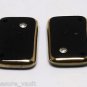 VTG Black Glass Rhinestone Beveled Gold Strand Pendant