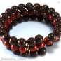Vintage Earth Tone Brown Orange Plastic Beaded Metal Cuff STyle Bracelet