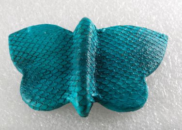 Vintage Green Dyed SNake SKin Butterfly Hair Barrette Hair Accessorie