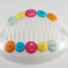 Retro Vintage Hair Combs Pair White Rainbow Buttons Hair Accessorie