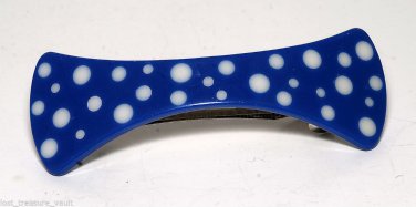 Blue and White Polka Dot Dog Bone Shaped Hair Barrette
