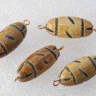 Vintage Wooden Carved Oblong Connector Beads Jewelry Findings 4