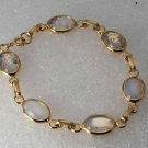 Vintage Gold PLated Milky White Glass Connector Ladies Bracelet Jewelry