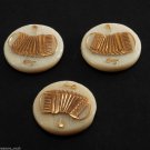 Vintage Lot of 3 Accordion Round  Glass Cabochons Music 17mm Jewelry Making NOS
