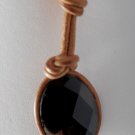 Guess Necklace Tan/Brown Leather Cord Brown Faceted Glass Gem Jewelry