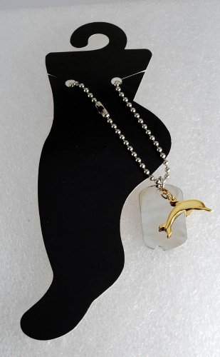 Vintage Dog Tag Style Dolphin Anklet ANkle Bracelet Ladies Jewelry