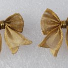 Vintage Brass Metal Screen Bow Pair For Jewelry Making Scrap Booking