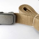 Beige Fabric Adjustable Belt UNisex X-Large Metal Buckle Accessorie