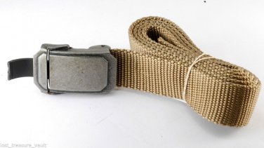 Beige Fabric Adjustable Belt UNisex X-Large Metal Buckle Accessorie