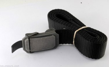 Black Fabric Adjustable Belt UNisex X-Large Metal Buckle Accessorie