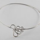 Vintage Silver Metal Infinity Figure 8 Symbol Adjustable Wire Bracelet Jewelry
