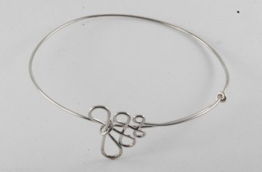 Vintage Silver Metal Infinity Figure 8 Symbol Adjustable Wire Bracelet Jewelry