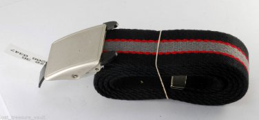 Striped Fabric Adjustable Belt UNisex X-Large Metal Buckle Accessorie