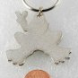 Vintage 70's Green Enamel Peace Frog Key Chain Silver Metal