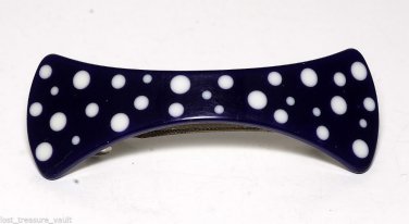 Purple and White Polka Dot Bone Shaped Hair Barrette