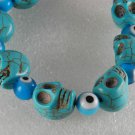Blue Turquoise Color Howlite Stone Skull Eyeball Adjustable Bracelet