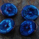 Set of 4 Czech? Glass Flower Sewing Buttons Stunning Blue Glass 3D 21mm