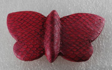 Vintage Red Dyed SNake SKin Butterfly Hair Barrette Hair Accessorie