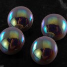 Set of 4 Purple Glass Sewing Buttons Iridescent Top Simple Design 12mm
