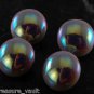 Set of 4 Purple Glass Sewing Buttons Iridescent Top Simple Design 12mm