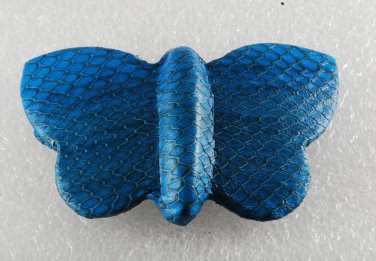 Vintage Blue Dyed SNake SKin Butterfly Barrette Hair Accessorie