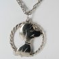 Vintage Large Bling Snoopy Charlie Brown Silver Plated Metal Necklace Peanuts