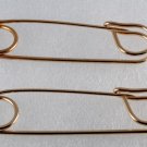 Vintage Pair Gold Plated Blanket Kilt Skirt Diaper Pins 4"