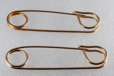 Vintage Pair Gold Plated Blanket Kilt Skirt Diaper Pins 4"