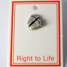 BABY FEET RIGHT TO LIFE SILVER METAL LAPEL PIN JEWELRY VINTAGE COLLECTIBLE