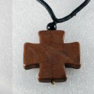 Howlite Brown Stone Cross Adjustable Black Cord  Necklace Jewelry