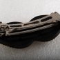 Vintage Hair Barrette Plastic Metal Black on Gold Beaded Edge Accessorie