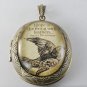 Victorian Style Raw Brass Perfume Locket Emily Dickinson Glass Dome Cabochon