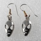 Vintage Silver Metal Alien Earrings Pair Extraterrestrial Head Jewelry