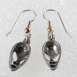 Vintage Silver Metal Alien Earrings Pair Extraterrestrial Head Jewelry