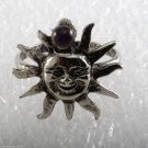 Vintage Ring Sun Heliotrope Ball Silver Metal Delicate Adjustable 6 Start