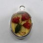 Vintage Dried Flower Encased Glass Silver Pendant