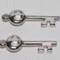 Vintage Pair Mini Silver Metal Skeleton Key Charm Pendant