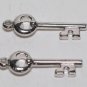 Vintage Pair Mini Silver Metal Skeleton Key Charm Pendant