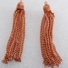 Vintage Metal Tassel Pendant Pair Long Copper Plated Ridged Dome NOS