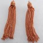 Vintage Metal Tassel Pendant Pair Long Copper Plated Ridged Dome NOS
