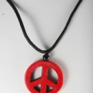 Dyed Howlite Stone Red Peace Sign Adjustable Black Cord  Necklace Jewelry