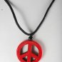 Dyed Howlite Stone Red Peace Sign Adjustable Black Cord  Necklace Jewelry