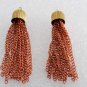 Vintage Metal Tassel Pendant Pair Brass Copper Plated Ridged Dome