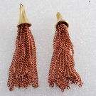 Vintage Metal Tassel Pendant Pair Gold Copper Plated Cut Dome NOS