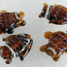 Vintage Set of 4 Tortoise WHite Striped Fish Glass Bead Findings Drilled Through