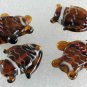 Vintage Set of 4 Tortoise WHite Striped Fish Glass Bead Findings Drilled Through